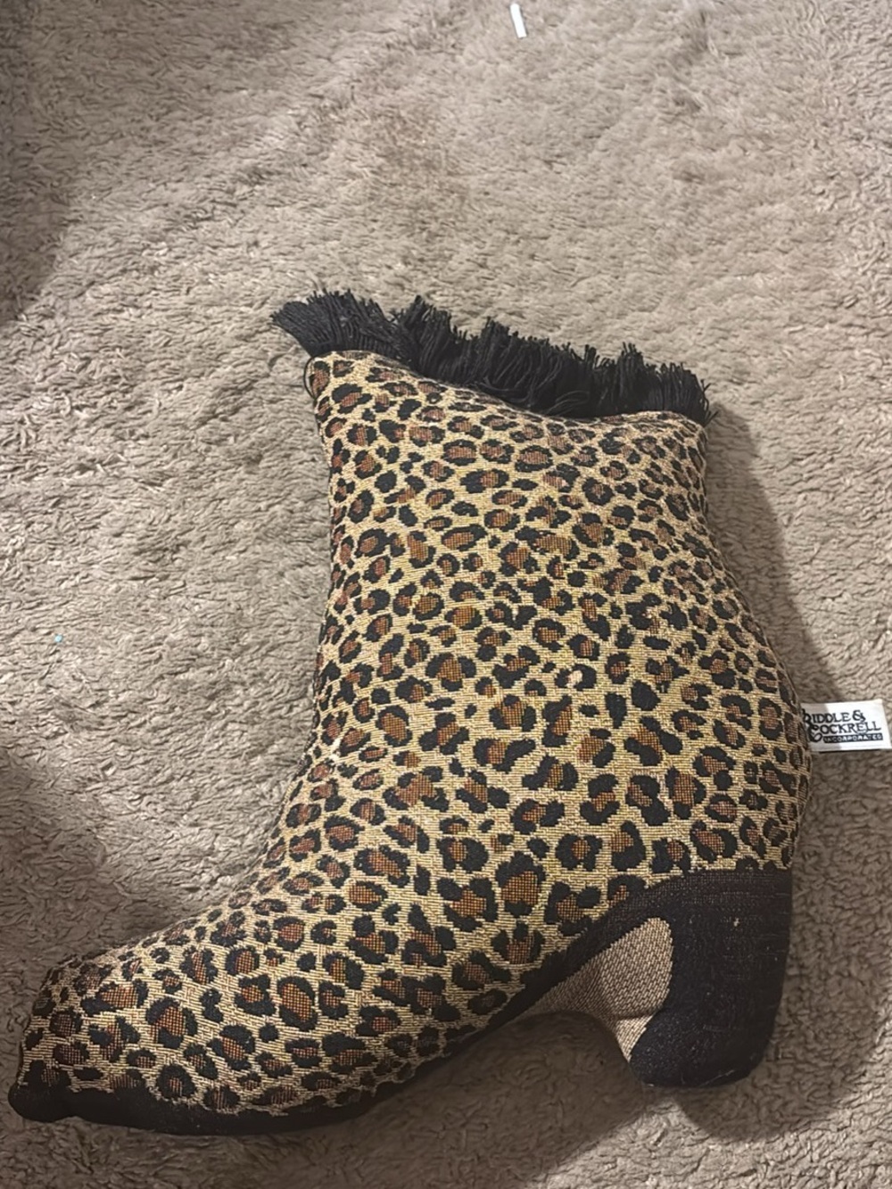 Leopard Print Women’s Ankle Boot Pillow- Black/Brown